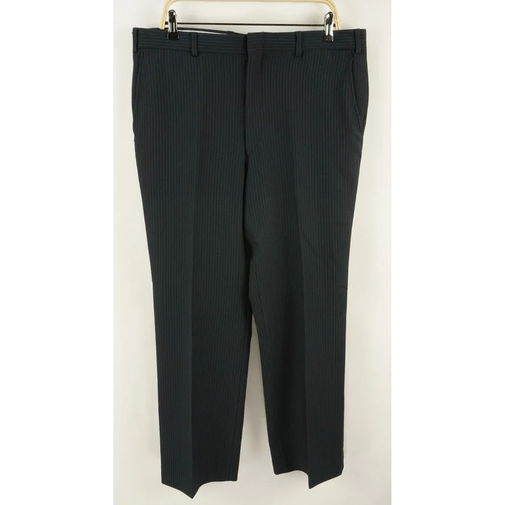 Vintage 70s US Union Made Performance Trousers Mens 36 x 30 Blue Striped Stretch